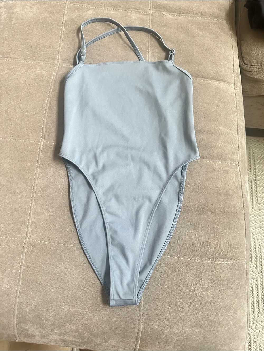 ALO Yoga Slate Grey Square-Neck One-Piece Swimsuit - Picture 4 of 7